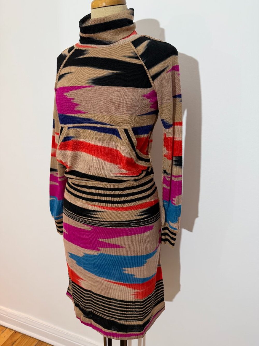 Missoni Rare Vintage 80's Sport Knit Abstract Print Sweater Dress